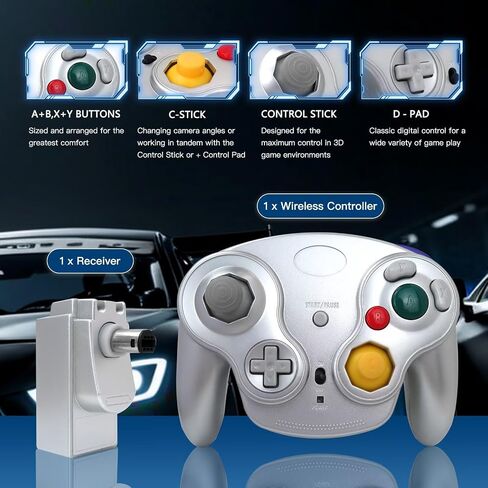 Artmavin Wireless Game Controller with Receiver Compatible for Nintendo GameCube GC NGC Console - Silver in Saudi Arabia