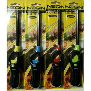 Neon Refillable BBQ Lighter - Pack of 4,with Prime Necessities Merchandise Sticker.