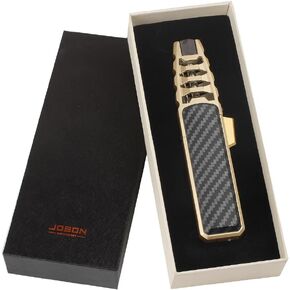 JOBON Butane Torch Lighter, Refillable Candle Blow Lighter, Grill Kitchen Flame Thrower Torch, for Baking Cooking BBQ Camping Creme Brûlée - No Gas Included (Gold Lacquer With Black)