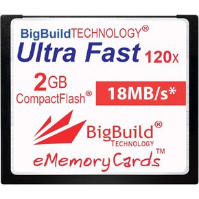 eMemoryCards 2GB Ultra Fast 18MB/s CompactFlash memory card compatible with Canon 10D/20D/30D/40D/50D/1D/1Ds/5D/5Ds/7D Mark I/II/III/IV, Nikon D, Olympus E, Sony Alpha, Leica S Cameras
