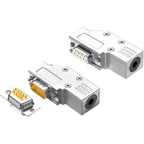 1pc Metal Shell DB9 RS232 Serial Port Connector Mini 9pin L-type Industrial Grade 90 Degrees Male Female Solid Needle Terminal(DB9 PF)