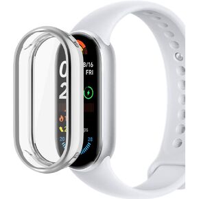 بالنسبة لحالة Xiaomi Smart Band 9 ، فإن Case Protection TPU TPU All-Around TPU Cover Cover Frame Xiaomi Smart Band9 المقابلة （الفضي）