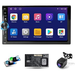 6 "ستيريو مزدوج للسيارة مع Carplay/Android Auto ، راديو سيارة تعمل باللمس HD مع 2+32 جيجابايت ، رابط المرآة ، الكاميرا الاحتياط