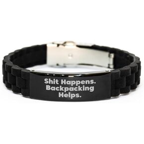 Shit Happens. Backpacking Helps. Glide lock Clasp Bracelet for Christmas Unique Gifts from Men to Women Backpackers