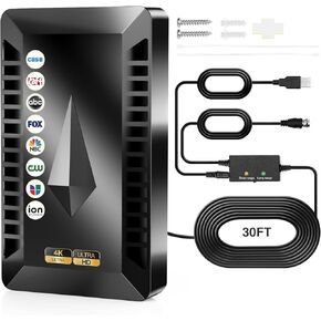 2025 TV Antenna for Local Channels, 2180+ Miles Range Digital Antenna for Smart TV Indoor with Amplifier, HD 4K Support Smart and Older TVs, 360° Clear Reception for 1080p 4K 8K TVs - 30FT Long Cable