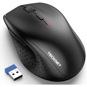 TECKNET Wireless Mouse Jiggler, USB-C Rechargeable Mouse, Silent Mouse Quiet Click, Build-in Mouse Mover, 6400 DPI Ergonomic Mouse, 2.4G Cordless Computer Mice for Mac, Laptop, Desktop, PC