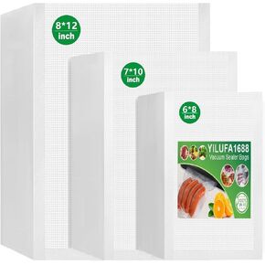 300 Pcs Vacuum Sealer Bags for Food 8"x12"+7"x10"+6"x8" Mixed Sizes - Commercial Grade, BPA Free, Heavy Duty for Sous Vide, Meal Prep & Food Storage