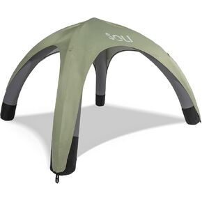 SOLI: Air Canopy 12' - Ultra Marine Blue - Outdoor & Beach Self-Inflating Sun Tent, Shade Wall, UPF 50+, Pump-Stakes, Lightweight & Portable, Backpack