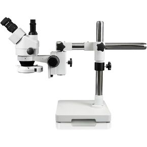 Vision Scientific VS-3F-IFR07 Simul-Focal Trinocular Zoom Microscope ، 10 × العدسة العريضة العريضة ، نطاق تكبير 0.7x-4.5x ، نطاق تكبير 7x-45x ، حامل ذراع واحد ، ضوء حلقة بقيادة 144
