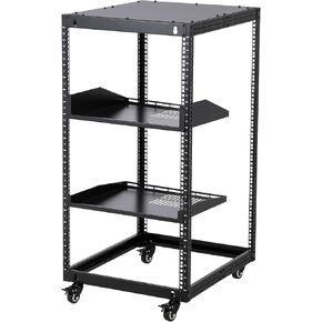 20U Open Frame Server Rack, 23''-40'' Adjustable Depth, Wall Mount & Free Standing Network Rack with 4 Lockable Casters & 2pcs 1U Server Rack Shelf, Holds All Your IT/AV Equipment Rack