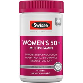 Swisse Daily Multivitamin for Women 50 and Over | 41 Vitamins, Antioxidants and Minerals + Adaptogens | Energy, Stress & Immune Support | Womens 50+ Multivitamins Supplement | 60 Tablets in Kuwait