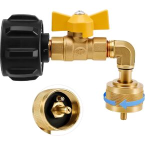 WADEO Propane Refill Adapter for 1lb Fuel Keg, Propane Adapter 20lb to 1lb Converter with Control Valve ONLY for Fuel Keg Refillable Propane Cylinder 1 lb