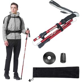 Adjustable Walking Trekking Sticks - Lightweight Collapsible Aluminum Hiking Poles With EVA Foam Handles for Women & Men