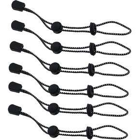 6PCS Outdoor Mountaineering Bag Buckle Elastic Rope Backpack Binding Adjustable Cord Stop Buckle Black