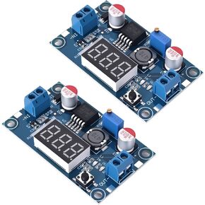 LM2596 DC-DC Buck Power Converter Module, Adjustable Voltage Regulator 4-40V to 1.25-37V Buck Converter with LED Voltmeter Display（Pack of 2）