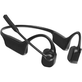 Bone Conduction Headphones with Microphone Boom, Wireless Bluetooth PC Headsets with Noise Canceling Mic for Work, Call, Meeting, 10 Hours Talk Time with USB Adapter for Computer