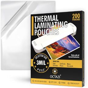Thermal Laminating Pouches 3MIL – 100 Pack, 9 x 11.5 Inches – Glossy, Photo-Safe, Waterproof, Compatible with All Thermal Laminators – Letter Size Sheets for Documents, Photos, Menus & More.
