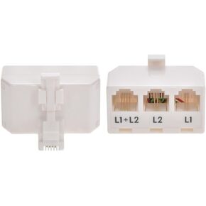 RJ11 6P4C Line Splitter, Line1/Line2/Line1+Line2