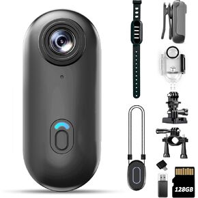 4K Mini Body Camera 128GB - Action Body Cam with Audio & Video- Thumb Hands Free Waterproof Recording Wearable Cameras - POV Worn Portable Personal Camcorder - for Work Travel Pet Walk Swim
