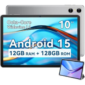 Android Tablet 10 بوصة ، 2025 Android 15 Tablet للأطفال البالغين ، أو ثمان النواة ، وذاكرة الوصول العشوائي 12 جيجابايت 128 جيجابايت تخزين 1 تيرابايت قابلة للتوسيع ، وكاميرات مزدوجة 8 ميجابكسل 2 ميجابكسل ، وشاشة مقسمة ، و 6000mah مكبرات صوت مزدوجة GPS
