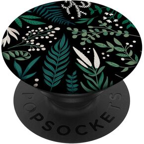 Green Botanical Fern Foliage & White Berry Floral Pattern PopSockets Swappable PopGrip