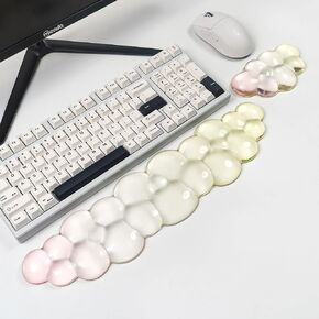 Ergonomic Cloud Silicone Gel Keyboard and Mouse Wrist Rest Set – Clear Wrist Rest for Computer Keyboard 60%/68%/75%, Comfort & Support for Typing and Gaming (Grey Purple)
