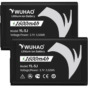 2-Pack for Yealink W56h Battery Upgraded 1500mAh YL-5J Battery for Yealink W56h W59R W76P W56h/p W60P W77P W79P One Talk IP DECT Replacement 3.7V
