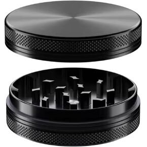 Herb Grinders. 2 Layer Grinder. 4 inch aluminum alloy metal. Top and Bottom Only. NO Screen Catcher. (2, Black, 4 inches)
