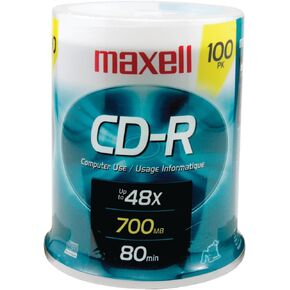 MAXELL 648200 - CDR80100S 80-MINUTE/700 MB CD-RS (100-CT SPINDLE)