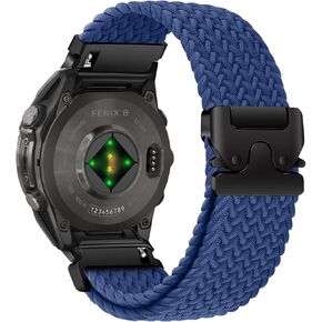 Nylon Braided Loop Watch Band for Garmin Tactix 8 47mm/Descent G2/Garmin Fenix 8/Fenix E 47mm/Fenix 7/7 Pro/Fenix 6/6 Pro, Secure Parachute-Style Buckle Strap for Garmin QuickFit 22 mm