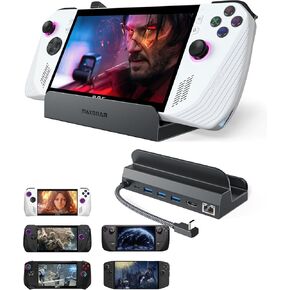 Maxonar 6 in 1 Loot Docking Station (Hyper-Grip, HDMI 2.1, 4K@120Hz) for ASUS ROG Ally X/Steam Deck OLED/Legion Go/MSI Claw with HDMI 2.1, 3*USB-A 3.0, 1000Mbps Ethernet, 100W USB-C Charge