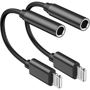 [Apple MFi Certified] 2 Pack iPhone 3.5mm Headphone Jack Adapter,Lightning to 3.5mm Earphones Jack Adapter Cord Dongle Aux Cable Converter Accessories Compatible with iPhone14 13 12 11/Xs/XR