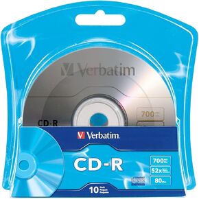 Verbatim 700MB 52x 80 Minute Branded Recordable Disc CD-R (10-Disc Blister) 96932