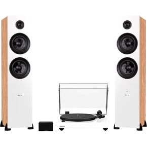 Fluance RT82 مرجع عالي الدقة فينيل القرص الدوار (Walnut) ، PA10 Phono preamp و AI81 مكبرات الصوت ذات الأرضية (WALNUT) ، خرطوشة ORTOFON OM10 ، 150W فئة D ، مضخم بلوتوث ، بلوتوث