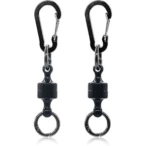 Magnetic Quick Release Keychain Clip, Heavy Duty 4.5lbs Pull Force Detachable Carabiner for Keys, Outdoor Gear and Fishing Accessories - Black