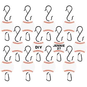 12PCS Softball Bag Fence Hooks, Metal Backpack Hooks with Writable Acrylic Board, Sports Fence Pocket Hook to Hang Baseball Bags, Water Bottles and Hats (Yellow12P)