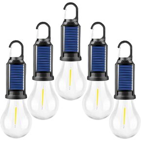 MODOAO Led Tent Lights 5 Pack Camping Lantern USB Rechargeable Solar Tent Lights,Outdoor Hanging Light Bulbs with Clip Hook 3 Mode Lighting Warm White