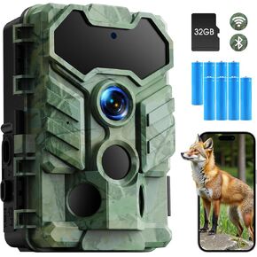 VOOPEAK Trail Camera WiFi, 32MP 1080P Game Camera with 0.1s Trigger Speed - Low Glow IR Night Vision, 130° Wide-Angle, IP66 Waterproof Trail Cam Includes 32GB TF Card Ideal for Wildlife Monitoring