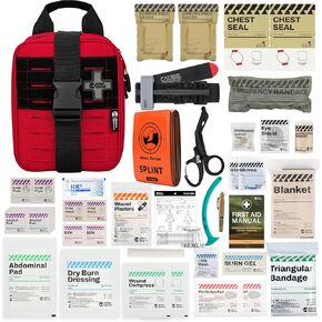 RHINO RESCUE IFAK Trauma Kit with C-A-T Tourniquet, Tactical First Aid Kit Molle Pouch for Military, Combat, Car, Camping, Hiking, Travel， FSA HSA Eligible (Black)