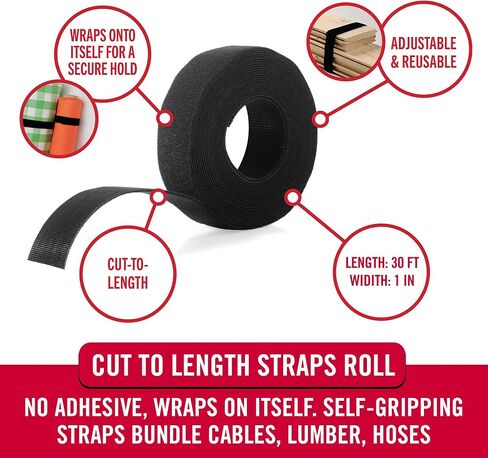VELCRO العلامة التجارية VEL-30767-AMS أشرطة ضيقة 3/4 بوصة × 30 قدم لفة | شريط إمساك ذاتي مقطوع حسب الطول وقابل لإعادة الاستخدام | حزمة أدوات تغليف الحدائق، الخراطيم، تنظيم اللوازم الحرفية، معدات التخييم، المزيد | أسود in Saudi Arabia