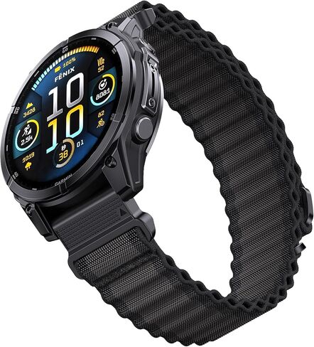 QuickFit 26mm Nylon Watch Strap متوافق مع Garmin Fenix ​​8x | Fenix ​​7x/7x Pro | Fenix ​​6x Pro/6x GPS | Fenix ​​5x Plus/ 5x GPS | Tastix 7 Pro | enduro 2 | Mk2i/3i | Epix Pro 51mm. in Kuwait