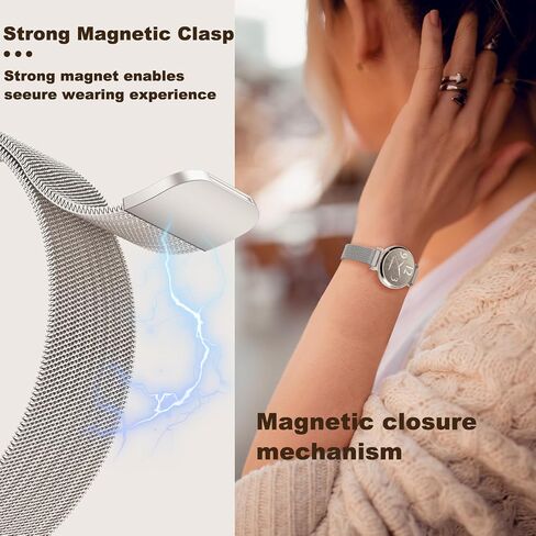 Mesh Metal 14mm Watch Band Compatible with Garmin Lily 2/Lily 2 Acitve for Women,Slim Stainless Steel Chain Magnetic Clasp Bracelet Replacement Strap for Lily 2/2 Active Watch Accessory in Saudi Arabia