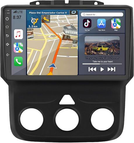ل Dodge RAM 1500 Radio Upgrade 2013-2019: Android 14 Car Stereo استبدال مع Carplay Android Auto - 9 بوصات وحدة الشاشة GPS التنقل 2G+32G (فقط Fit Manual AC) in Kuwait