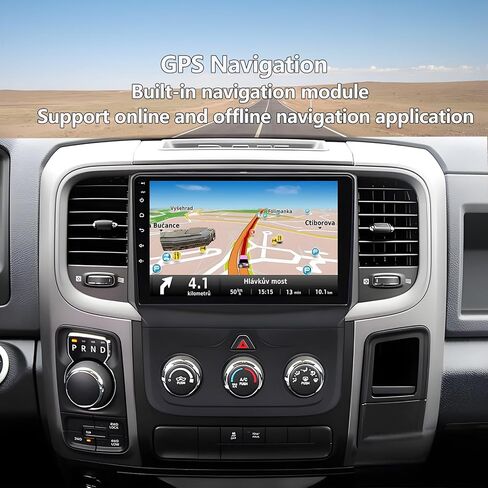 ل Dodge RAM 1500 Radio Upgrade 2013-2019: Android 14 Car Stereo استبدال مع Carplay Android Auto - 9 بوصات وحدة الشاشة GPS التنقل 2G+32G (فقط Fit Manual AC) in Kuwait