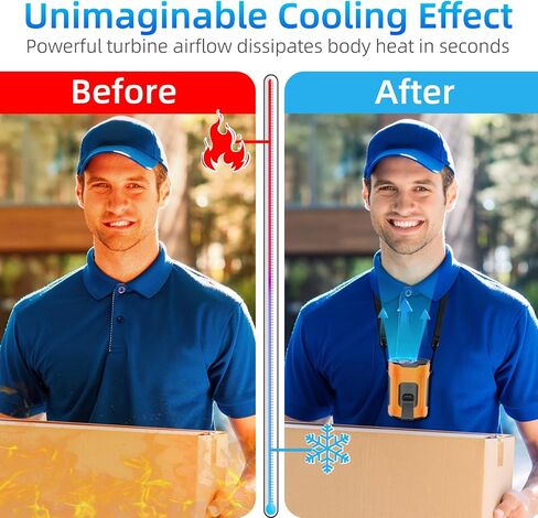 Picozon Portable Smart AI Fan, 9000 RPM Strong Airflow, Rechargeable 4 Speeds Hands-free Wearable Waist Clip Necklace Fan with 20H Non-Stop Cooling System for Outdoor, Hiking Jobsite Camping - Green in Saudi Arabia