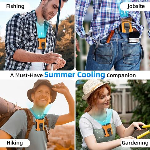 Picozon Portable Smart AI Fan, 9000 RPM Strong Airflow, Rechargeable 4 Speeds Hands-free Wearable Waist Clip Necklace Fan with 20H Non-Stop Cooling System for Outdoor, Hiking Jobsite Camping - Green in Saudi Arabia