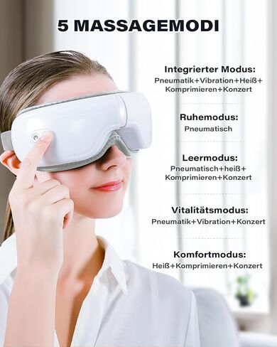 iKristin Eye Massager,Eye Mask with Bluetooth Music,Voice Controlled Eye Massager with Heat,Relax Eye Fatigue and Improve Sleep,Foldable Eye Massager for Men and Women Ideal Gift in Saudi Arabia