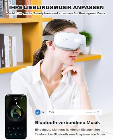iKristin Eye Massager,Eye Mask with Bluetooth Music,Voice Controlled Eye Massager with Heat,Relax Eye Fatigue and Improve Sleep,Foldable Eye Massager for Men and Women Ideal Gift in Saudi Arabia