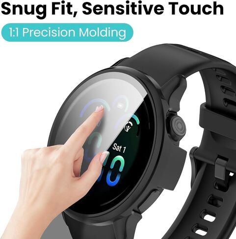 متوافق مع Garmin Vivoactive 6 CASE ، غطاء محكم الكمبيوتر الشخصي الشامل+حامي شاشة الزجاج المقسّر HD لـ Garmin Vivoactive6 Smart Watch (Clear+Black+Blue+Silver+Green) in Kuwait
