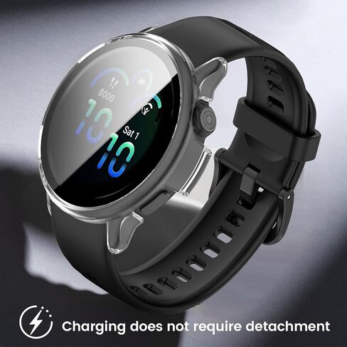 متوافق مع Garmin Vivoactive 6 CASE ، غطاء محكم الكمبيوتر الشخصي الشامل+حامي شاشة الزجاج المقسّر HD لـ Garmin Vivoactive6 Smart Watch (Clear+Black+Blue+Silver+Green) in Kuwait